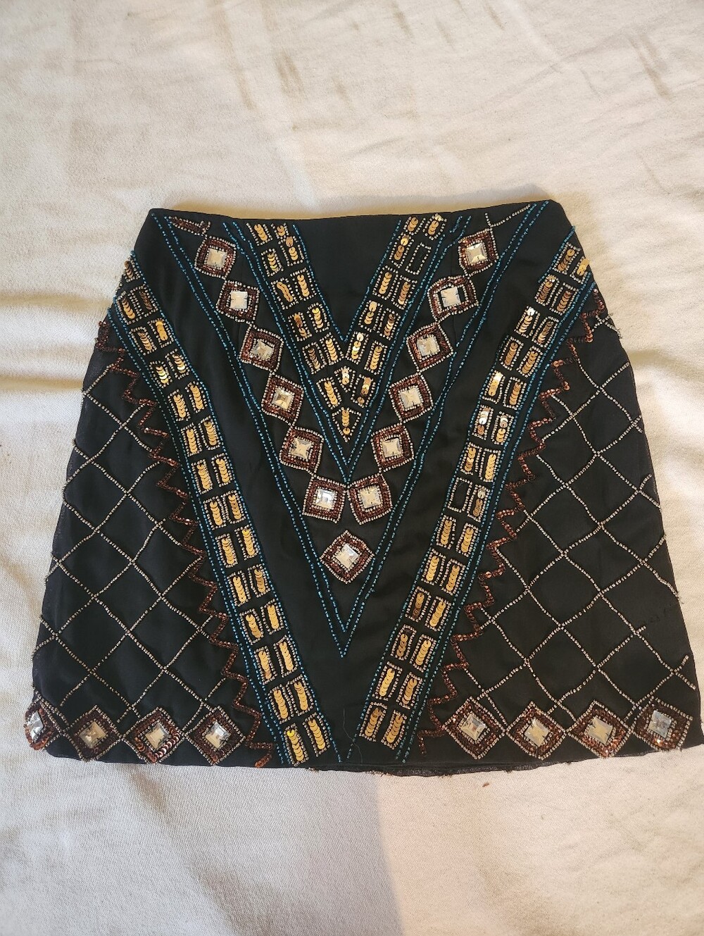 Missguided Embellished Beaded Mini Skirt Black Size US 4